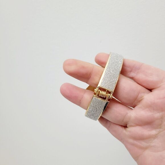 Brand New Gold Tone Matte Silver Bangle Bracelet - Picture 8 of 11